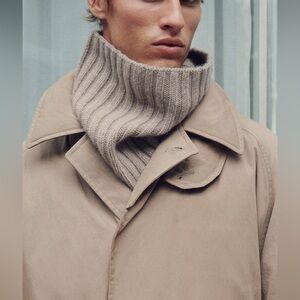 COS CHUNKY RIBBED WOOL SNOOD SCARF GRAY 100% WOOL MINIMALIST CASUAL COZY